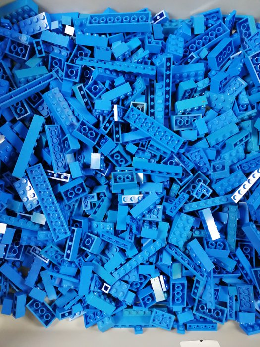 Lego - geen serie - Partij van 1000 blauwe bouwstenen - 1980-1990