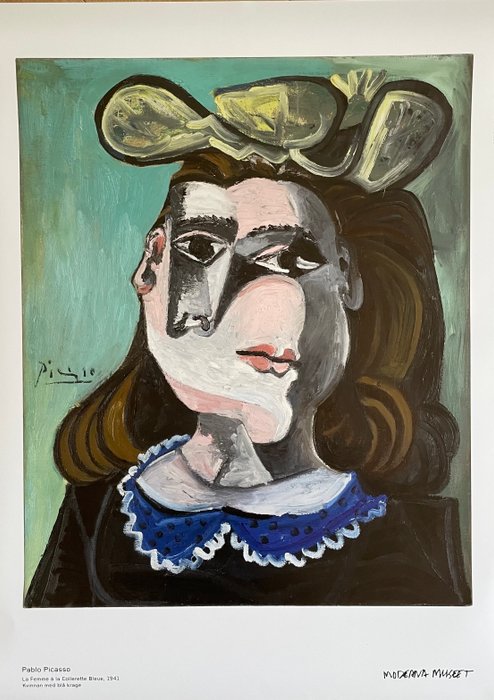 Pablo Picasso (after) - (1881-1973) La Femme à la collerette bleue copyright Pablo Picasso succession De Picasso/