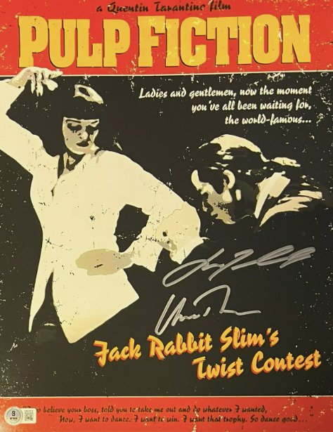 Pulp Fiction - Uma Thurman  John Travolta - Signed 28x35 cm Photo with Beckett COA