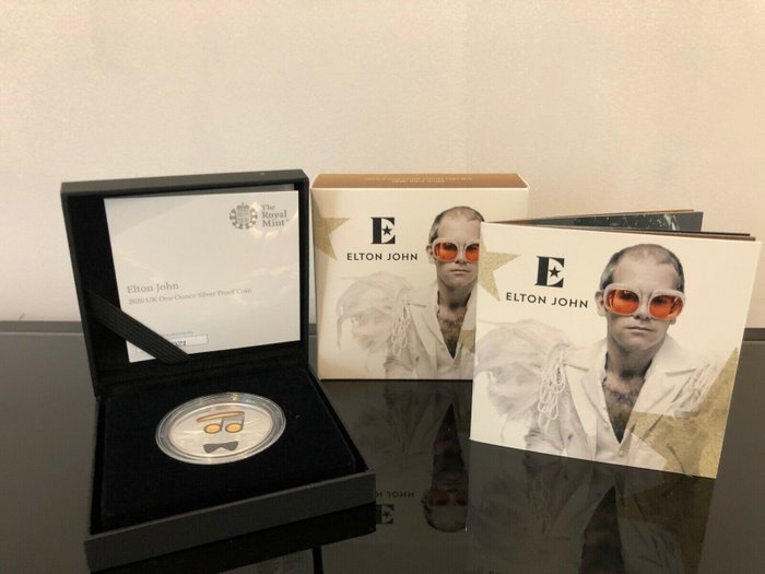 Elton John - One Ounce Silver Proof Coin - The Royal Mint - Limited Edition - 0435/7500 - 2020 - Nummereret