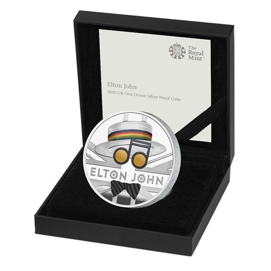 Elton John - One Ounce Silver Proof Coin - The Royal Mint - Limited Edition - 0435/7500 - 2020 - Nummereret