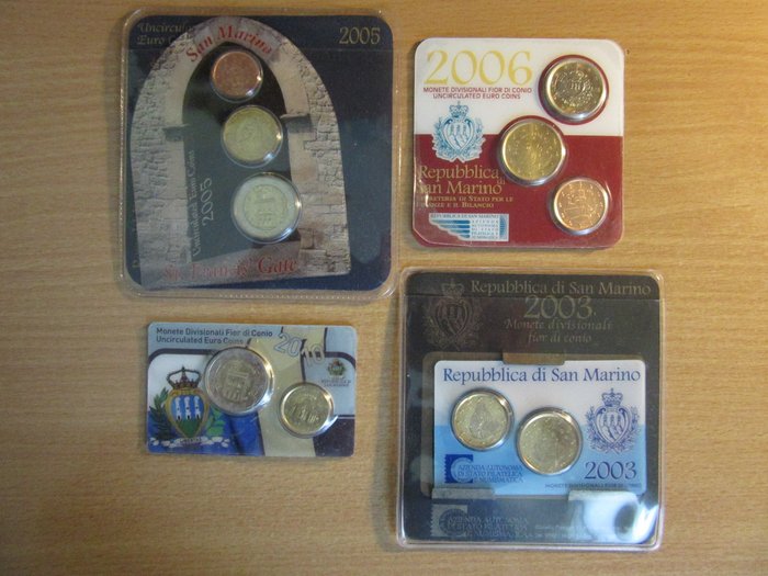 San Marino. Coin Card 2003/2010 (4 coincards)  (Ingen mindstepris)