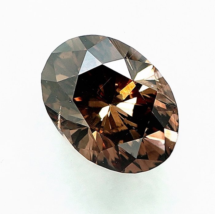 1 pcs Diamant  (Naturfarvet)  - 058 ct - Oval - Fancy Orange nuance Brun - SI1 - International Gemological Institute (IGI)