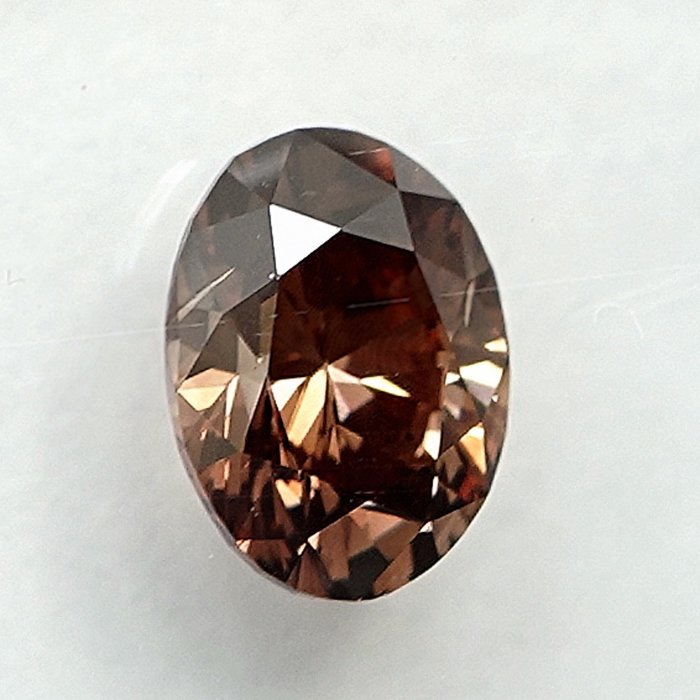 1 pcs Diamant  (Naturfarvet)  - 058 ct - Oval - Fancy Orange nuance Brun - SI1 - International Gemological Institute (IGI)