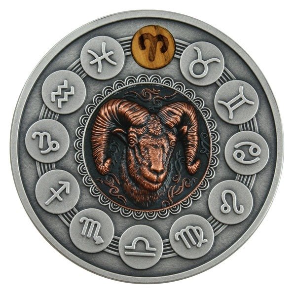 Niue. 1 Dollar 2020 Aries - Zodiac Signs - Antique Finish, 1 Oz (.999)  (Ingen mindstepris)