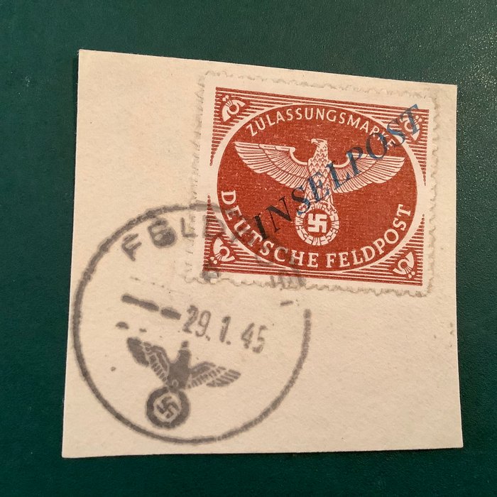 Tyske Kejserrige 1944 - Agramer print på fragment type c - enkeltvægget, godkendt Pickenpack BPP - Michel 10 Bc