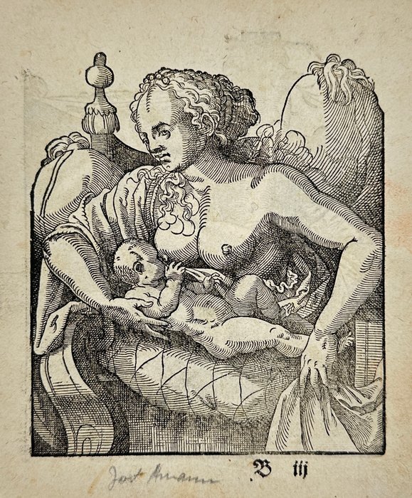 Jost Amman (1539-1591) - Allegorical Woodcut - The Virgin and Child - 1578