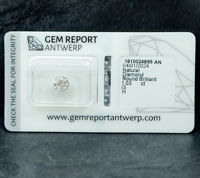 Ingen mindstepris - 1 pcs Diamant  (Natur)  - 103 ct - H - I3 - Gem Report Antwerp (GRA)