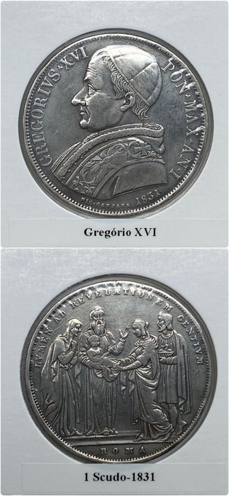 Italien Kirkestaten Pave Gregor 16 (1831-1846) Scudo 1831 - Roma  (Ingen mindstepris)