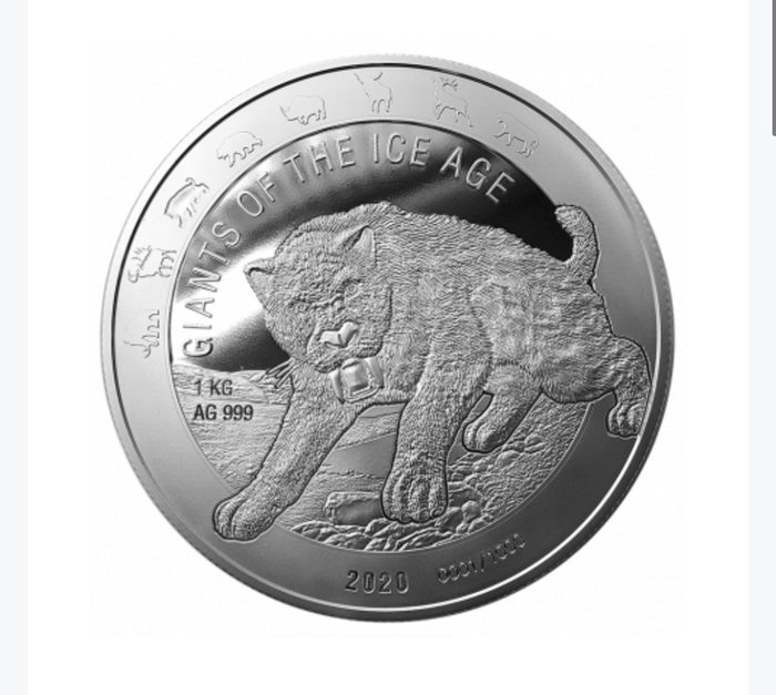 Ghana. 1000 edis 2020 Säbelzahnkatze - Giants of the Ice Age 1, 1Kg (.999)