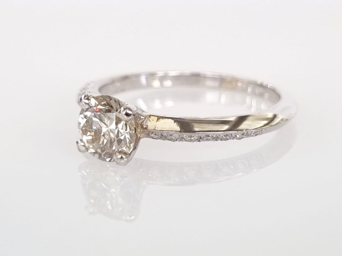 Forlovelsesring - 18 kraat Hvidguld -  0.84ct. tw. Diamant (Natur)