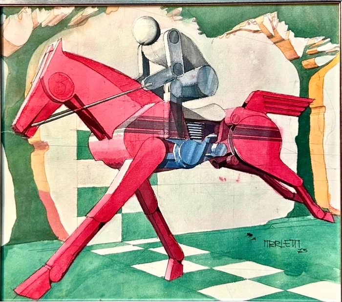 Piero Merletti (1936) - L’abbraccio uomo a cavallo - NO RESERVE