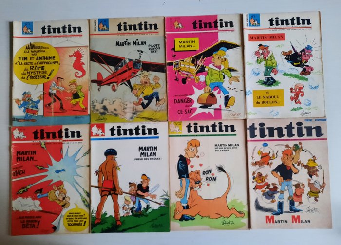 Tintin (magazine) - 17 Udgaver med omslag af Christian Godard - Første belgiske udgave - 1966/1984