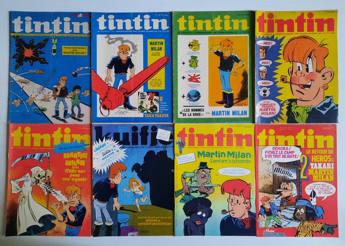 Tintin (magazine) - 17 Udgaver med omslag af Christian Godard - Første belgiske udgave - 1966/1984