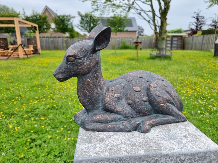 Statue, Large Metal Reclining Deer - New - 26.5 cm - Metal