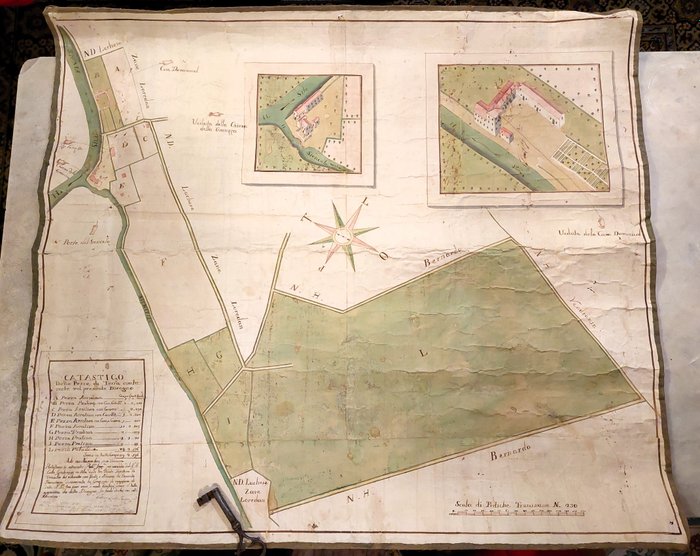 Cartografo Venezia - Rilievo Acquerellato di Altino [Venezia] - 1750