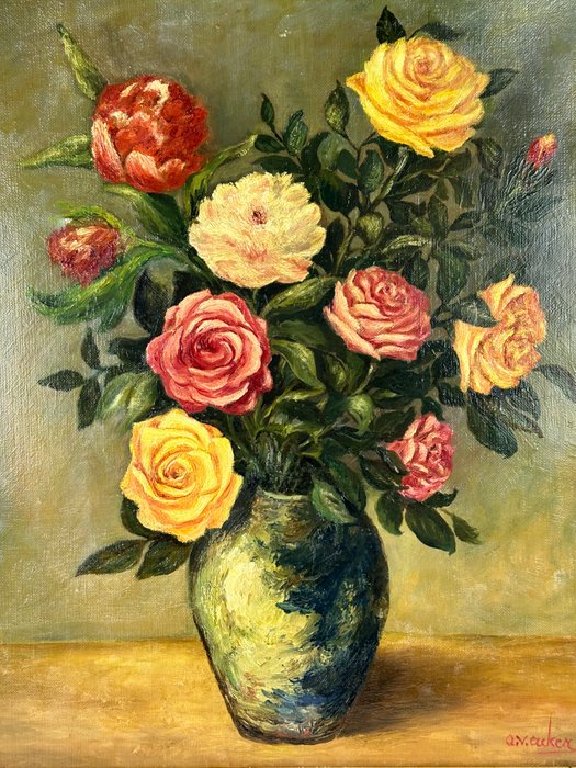 A V Acker (XX) - Still life with roses