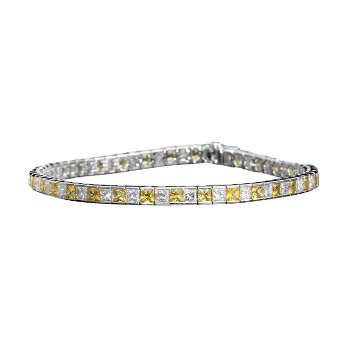 Armbånd - 18 kraat Hvidguld Diamant (Natur) - Safir