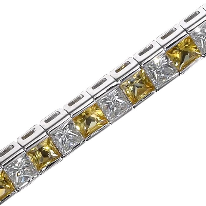 Armbånd - 18 kraat Hvidguld Diamant (Natur) - Safir