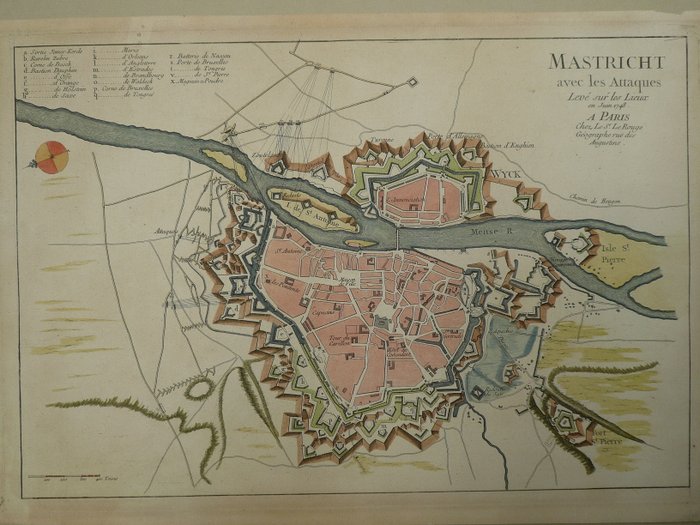 Holland - Maastricht; le Sr. le Rouge - Mastricht avec les attaques - 1751-1760