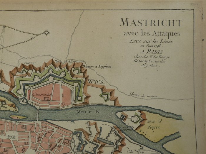 Holland - Maastricht; le Sr. le Rouge - Mastricht avec les attaques - 1751-1760