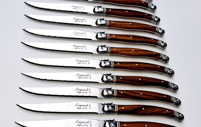 Laguiole - 12x Steak Knives - Brown - style de - Bordknive sæt (12) - Rustfrit stål