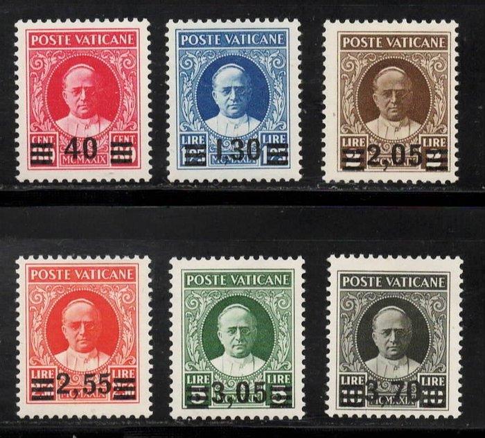 Vatikanstaten 1934 - MIDLERTIDIG med intakt original MNH gummi fremragende centrering certificeret af ALBERTO DIENA - Sassone NN 35/40