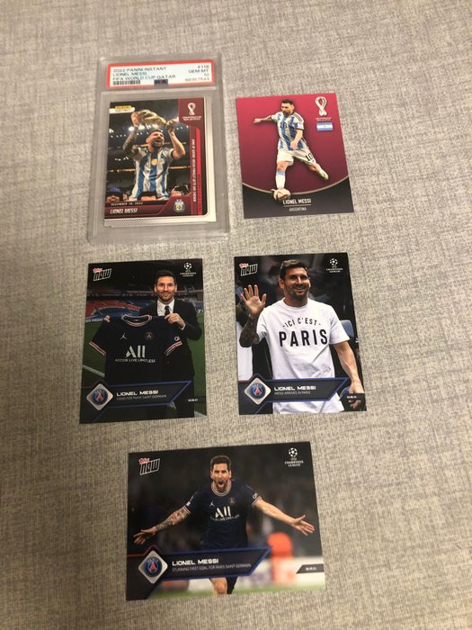 2022 Panini  Topps Lionel Messi #118 Instant PSA 10 + 4 extra cards - 1 Mixed collection - Næsten så god som ny (NM)