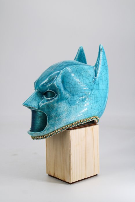 Max Modolo - Batman Mask Turquoise Craquelé (Porcellana)