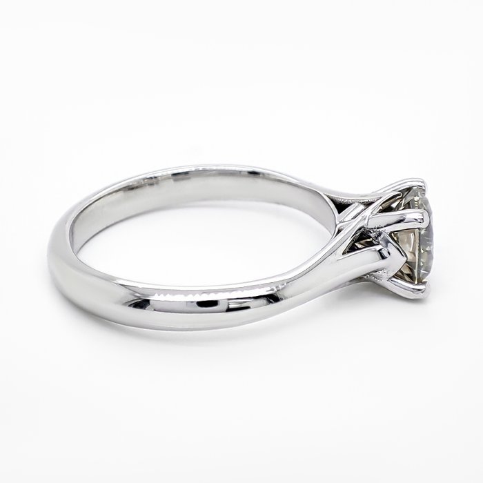 Ring - 14 karat Hvidguld -  1.06ct. tw. Grøn Diamant (Naturfarvet)