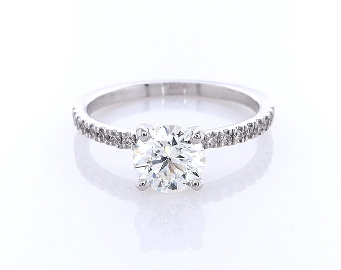 Ring - 14 karat Hvidguld -  121ct tw Diamant (Natur) - Diamant