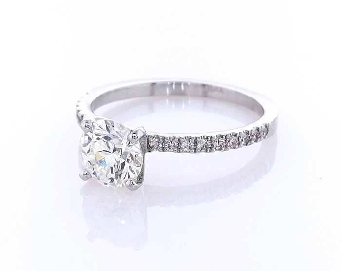 Ring - 14 karat Hvidguld -  1.21ct. tw. Diamant (Natur) - Diamant