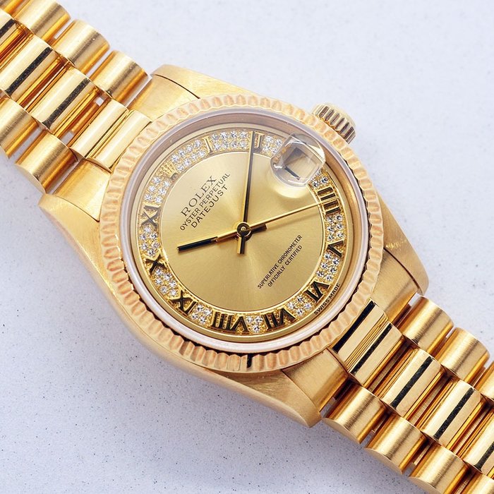 Rolex - 18K Midsize Myriad Diamond - 68278 - Kvinder - 1990-1999