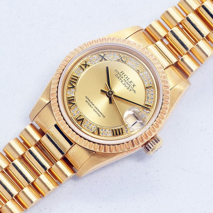 Rolex - 18K Midsize Myriad Diamond - 68278 - Kvinder - 1990-1999