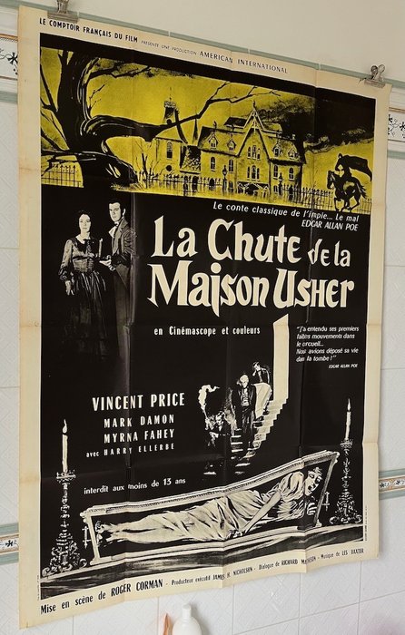 Vincent Price - House of Usher (1960) Roger Corman - Rare poster, affiche, Original French Cinema release 160x120cm