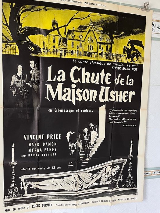 Vincent Price - House of Usher (1960) Roger Corman - Rare poster, affiche, Original French Cinema release 160x120cm