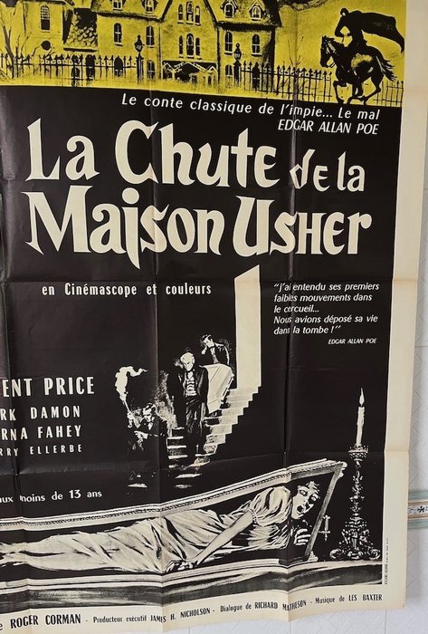 Vincent Price - House of Usher (1960) Roger Corman - Rare poster, affiche, Original French Cinema release 160x120cm