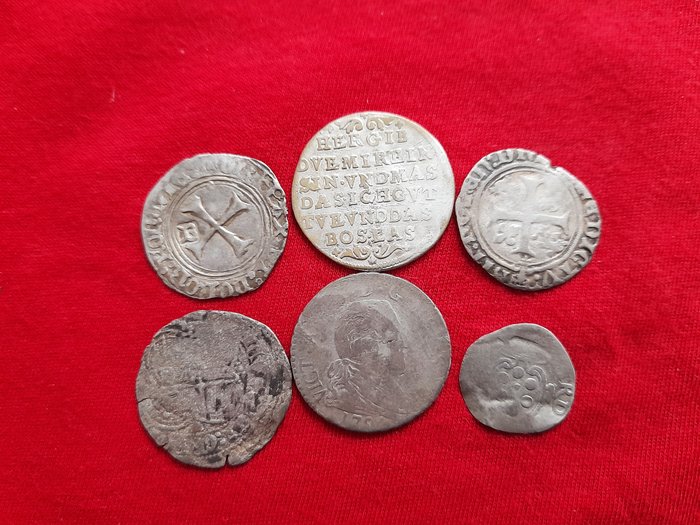 Europa. Lot of 6 Silver Medieval coins, from the 17th-18th century.  (Ingen mindstepris)