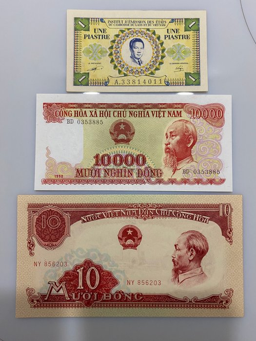 Fransk Indokina, Vietnam. - 3 banknotes Dong - various dates  (Ingen mindstepris)