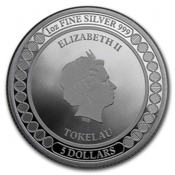 Tokelau. 5 x 1 oz 2019 $5 NZD Silver Equilibrium Butterfly Coin BU (In Capsule)