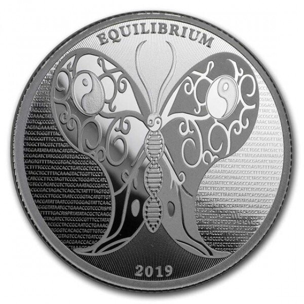 Tokelau. 5 x 1 oz 2019 $5 NZD Silver Equilibrium Butterfly Coin BU (In Capsule)