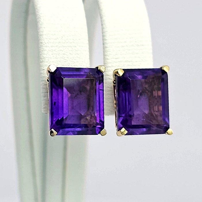 Ingen mindstepris - GJ - Øreringe - 14 karat Gulguld -  8.30ct. tw. Ametyst - 8,3 ct