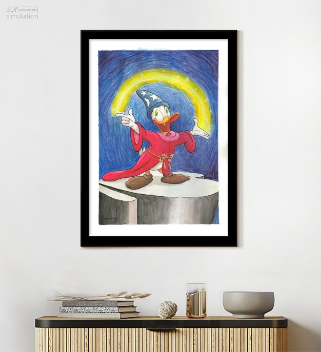 Jordi Juan Pujol - Donald Duck as The Sorcerer's Apprentice - Original Hand-Signed Watercolor