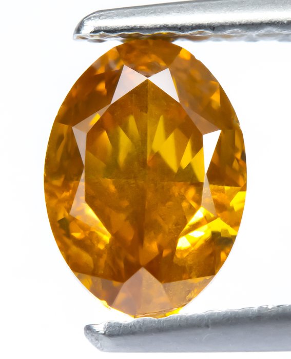 Ingen mindstepris - 1 pcs Diamant  (Naturfarvet)  - 1.00 ct - Oval - Fancy intense Brunlig, Gullig Orange - SI2 - Antwerp Laboratory for Gemstone Testing (ALGT)