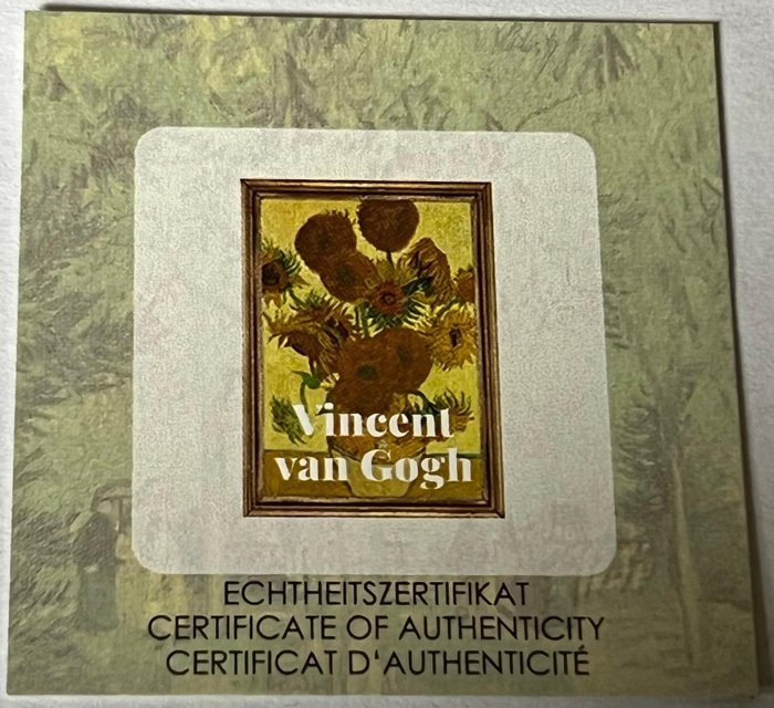 Tokelau. 1 Dollar ND Van Gogh - Sonnenblumen - Colorized, 1/500 Oz (.999)  (Ingen mindstepris)