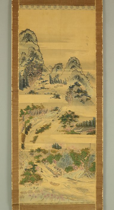 Abukuma-River Scenery - with signature 'Bunzan Sya' 文山 写 and seal 'Bunzan' 文山 - Japan - Sene Edo-periode  (Ingen mindstepris)