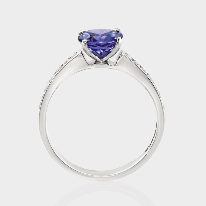 Ingen mindstepris - Ring - 14 karat Hvidguld -  1.73ct. tw. Tanzanit - Diamant - IGI 1,53 ct lavendel