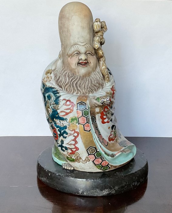 God of Good Fortune Fukurokuju 福禄寿 - ca 1900 (Late Meiji) - Skulptur Porcelæn - Japan  (Ingen mindstepris)