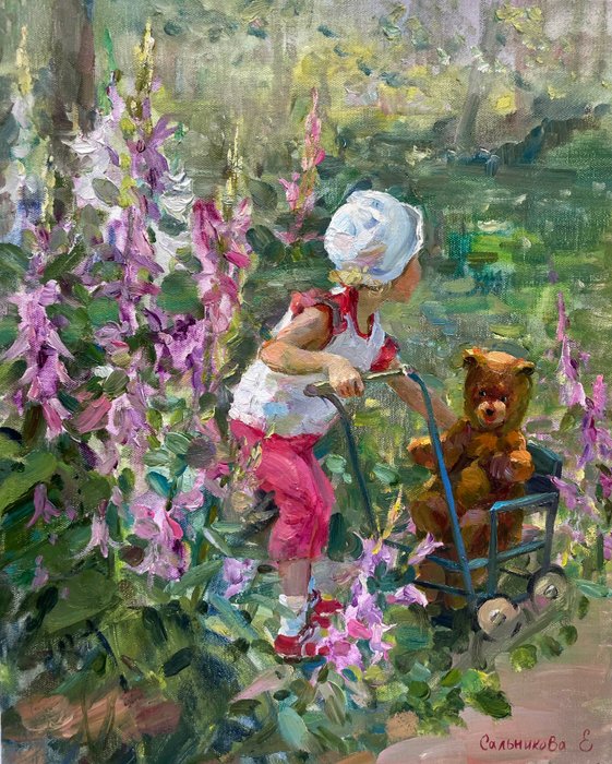 Elena Salnikova (1970) - Fillette au Jardin