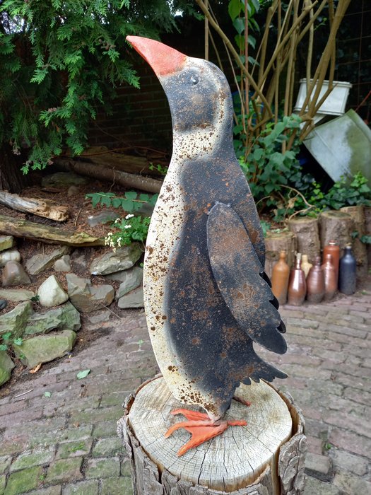 Skulptur, "Koddige Pinguïn" - 56 cm - Metal